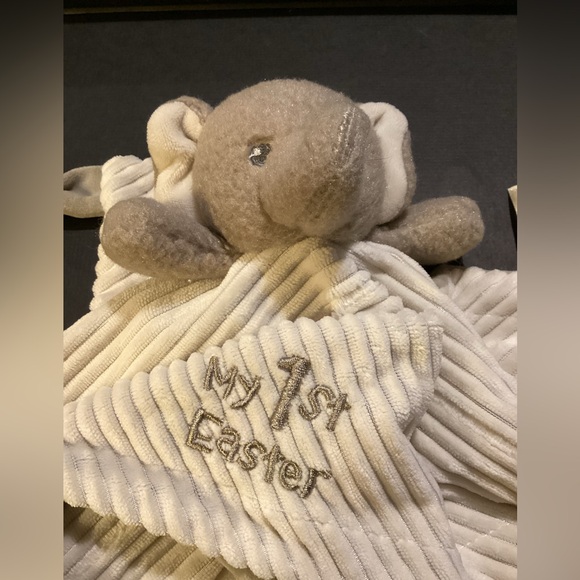 First Easter Gray Elephant Plush Lovey Baby Security Blanket 12x13" - Picture 1 of 12